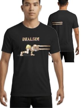 Capcom Street Fighter Dhalsim Wrap Around Graphic Tee Black Small Fits M
